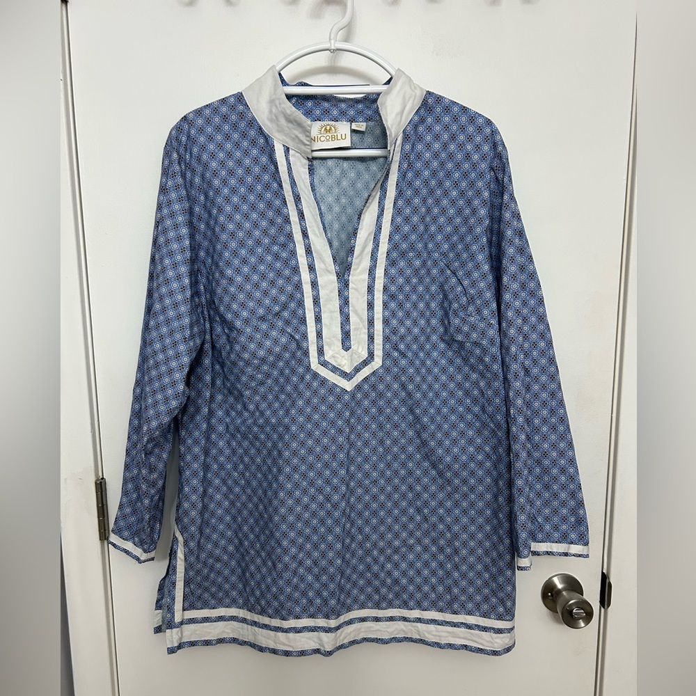 Nico Blu Capri Tunic Shirt Size XL